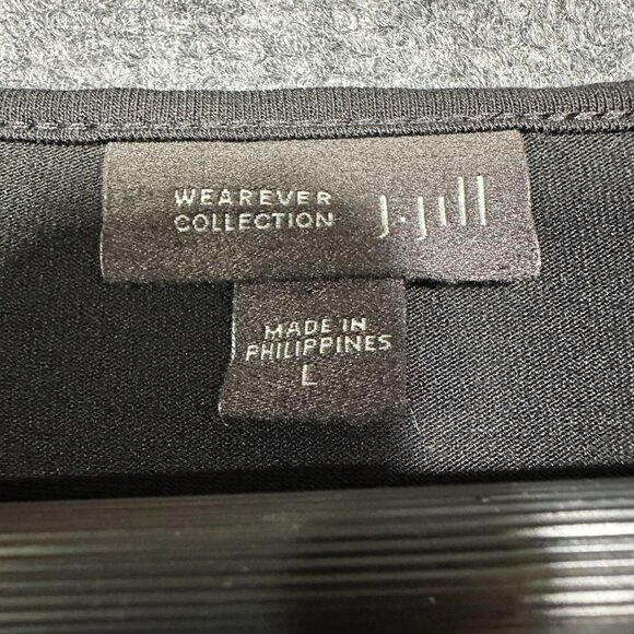 J Jill Top Womens Large Wearever Collection Black Long Sleeve Contrast Hem Cuffs - Picture 4 of 7